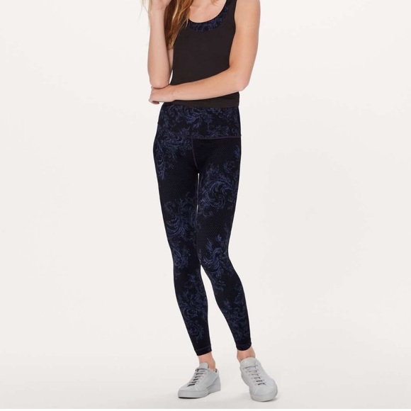 Lululemon Wunder Under High Rise Tight Nulux Foliage Moody Blues Black Size 12 - Picture 2 of 16